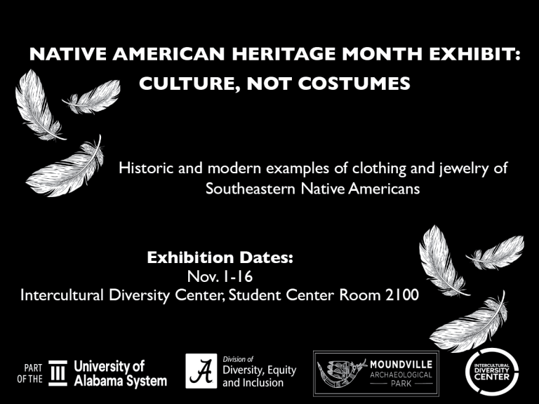 "Culture, Not Costumes" Native American Heritage Month exhibit flyer